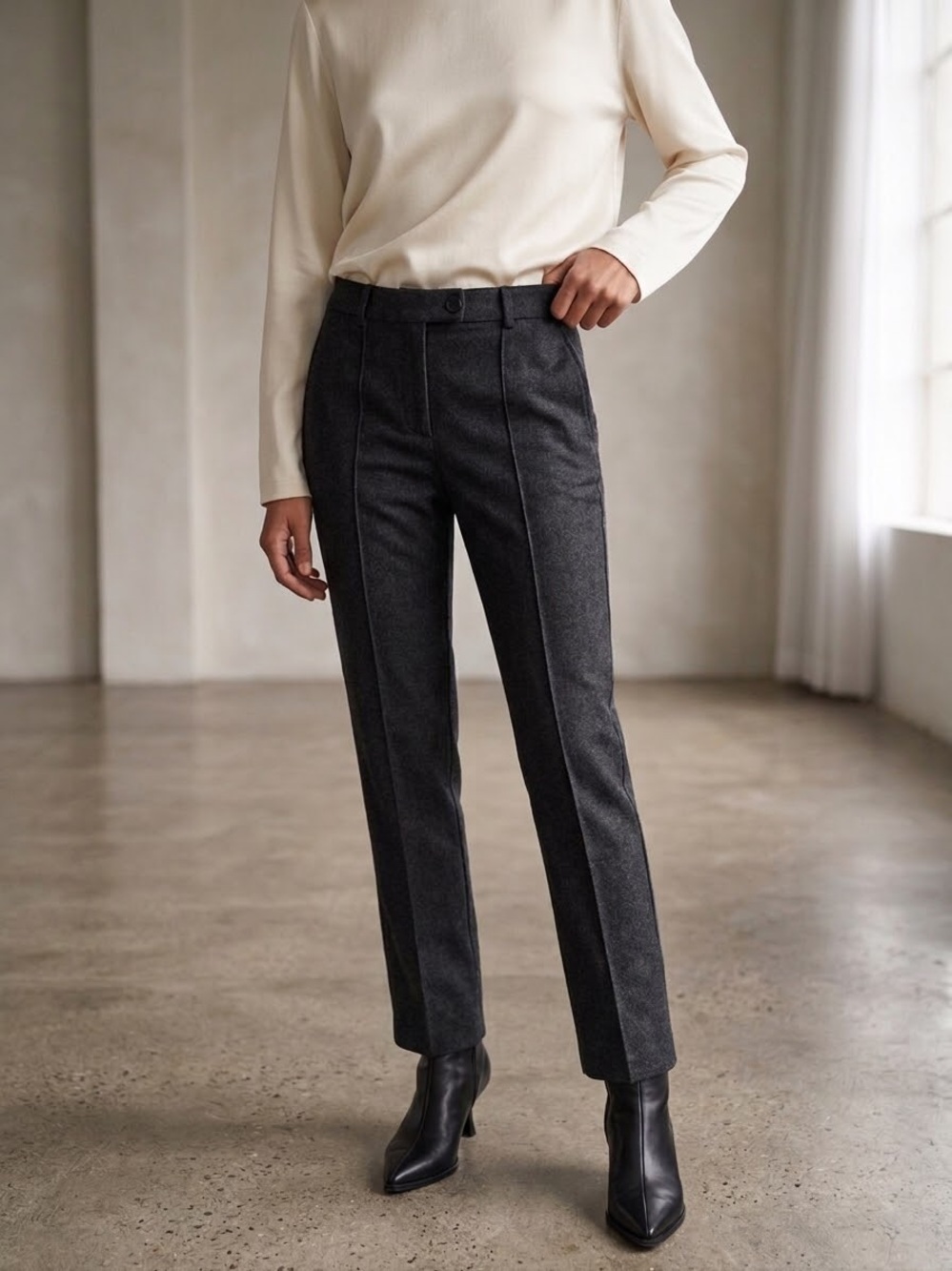 ZARA ZW Collection Wool Blend Slim Pants Charcoal Gray Size XS (Ref. 8956/844)